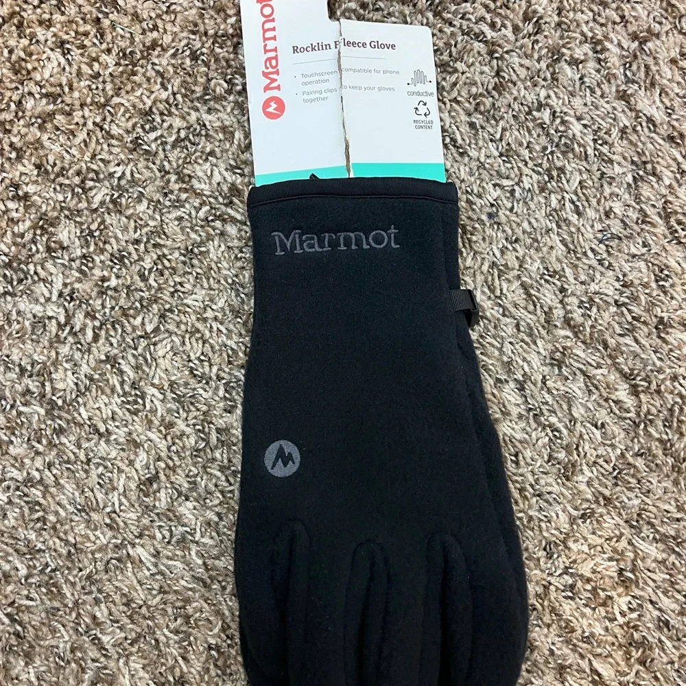 NWT Marmot Rocklin Black Fleece Gloves
